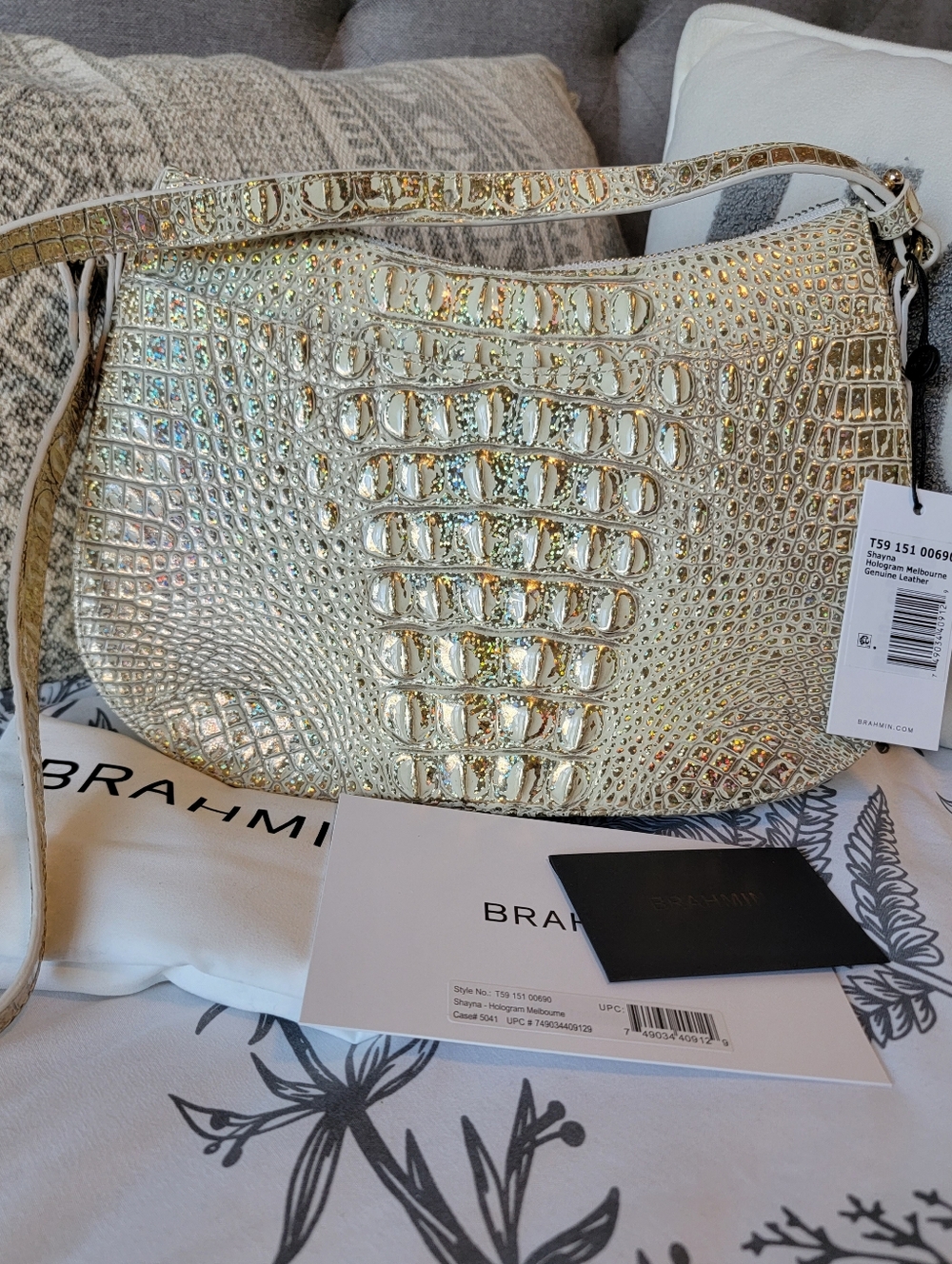 Brahmin Shayna Hologram Melbourne Shoulder/Crossbody Bag NWT - Picture 3 of 7
